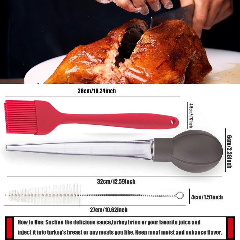 NTVKID Turkey Baster Food Grade Quality Bulb comes with 1 bigger size Basting Brush and 1 Cleaning Brush, for Cooking Basting with Detachable Round Bulb -Butter Drippings, Glazes, Roasting Juices for Poultry - Image 4